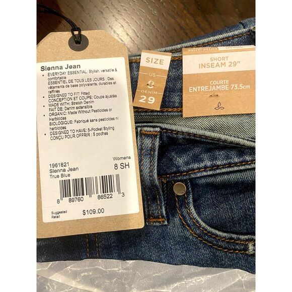 NWT prAna Sienna Stretch Cotton Skinny Jeans Mid Rise 8 / 29 P True Blue #3231 - Picture 7 of 14